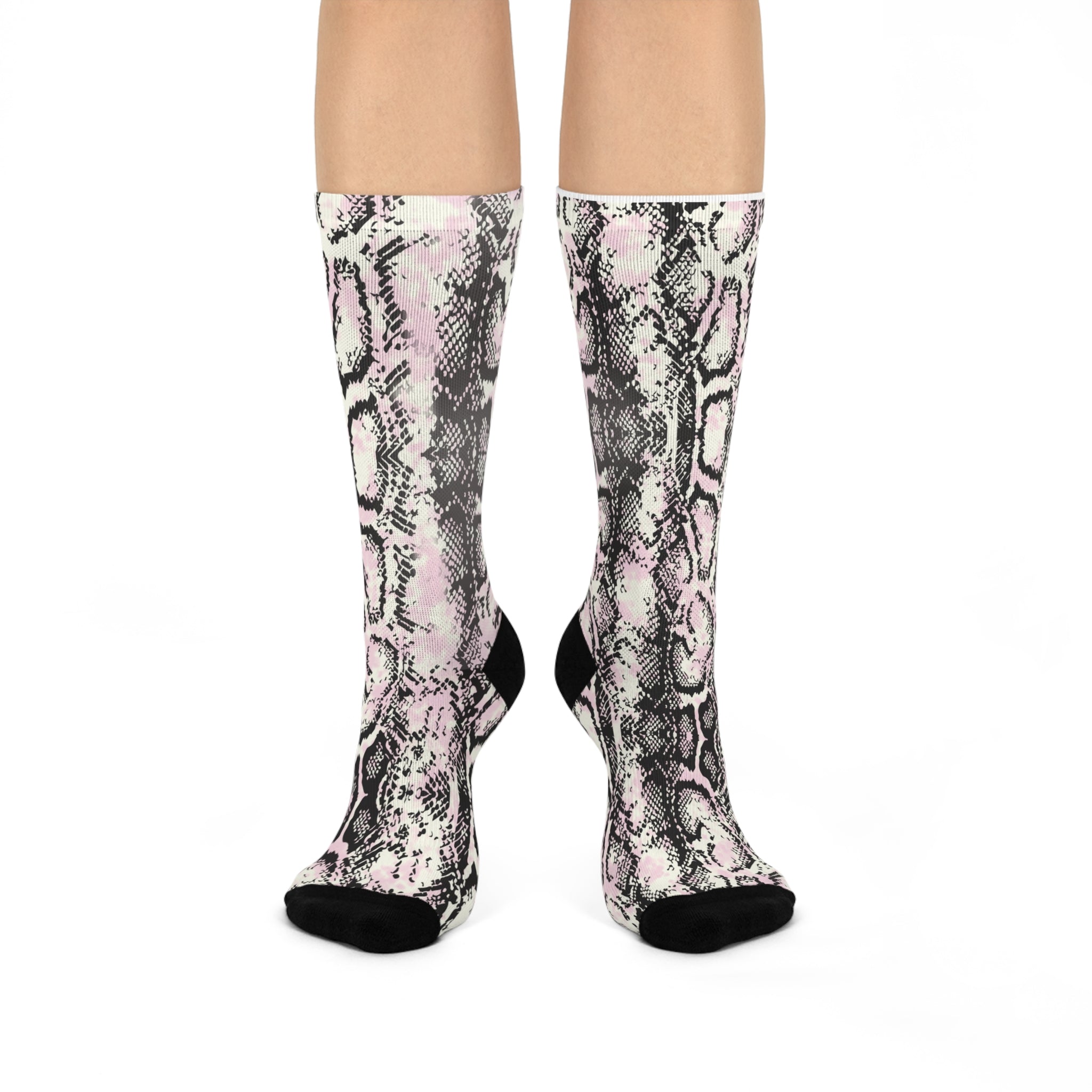 Stylish Snake Print Cushioned Crew Socks - Perfect for Everyday Comfort